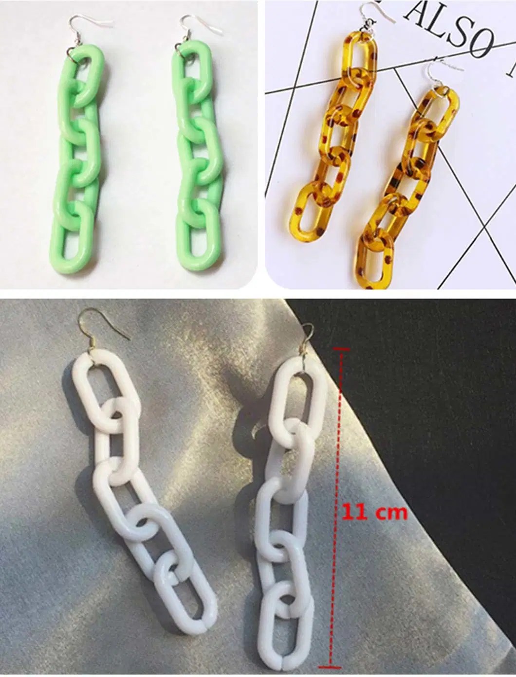 DIY Acrylic Transparent Chain Link Bag Handle Accessories Clear Chunky Leopard Necklace Rainbow Multicolor Tiny Masking Chain