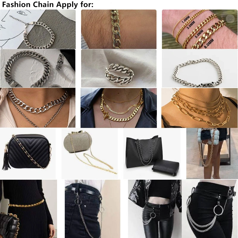 Fashion Custom Handbag Accessories Metal Purse Bag Chain Silver Plated Alloy Zinc Chain H21151